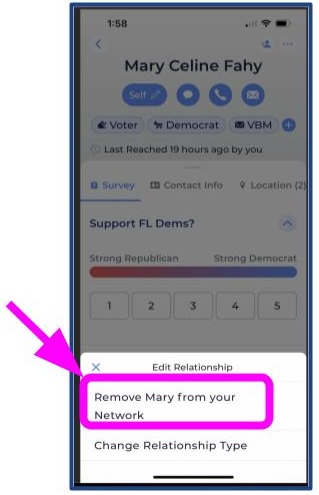 Step 2 Remove a voter from your network screen
