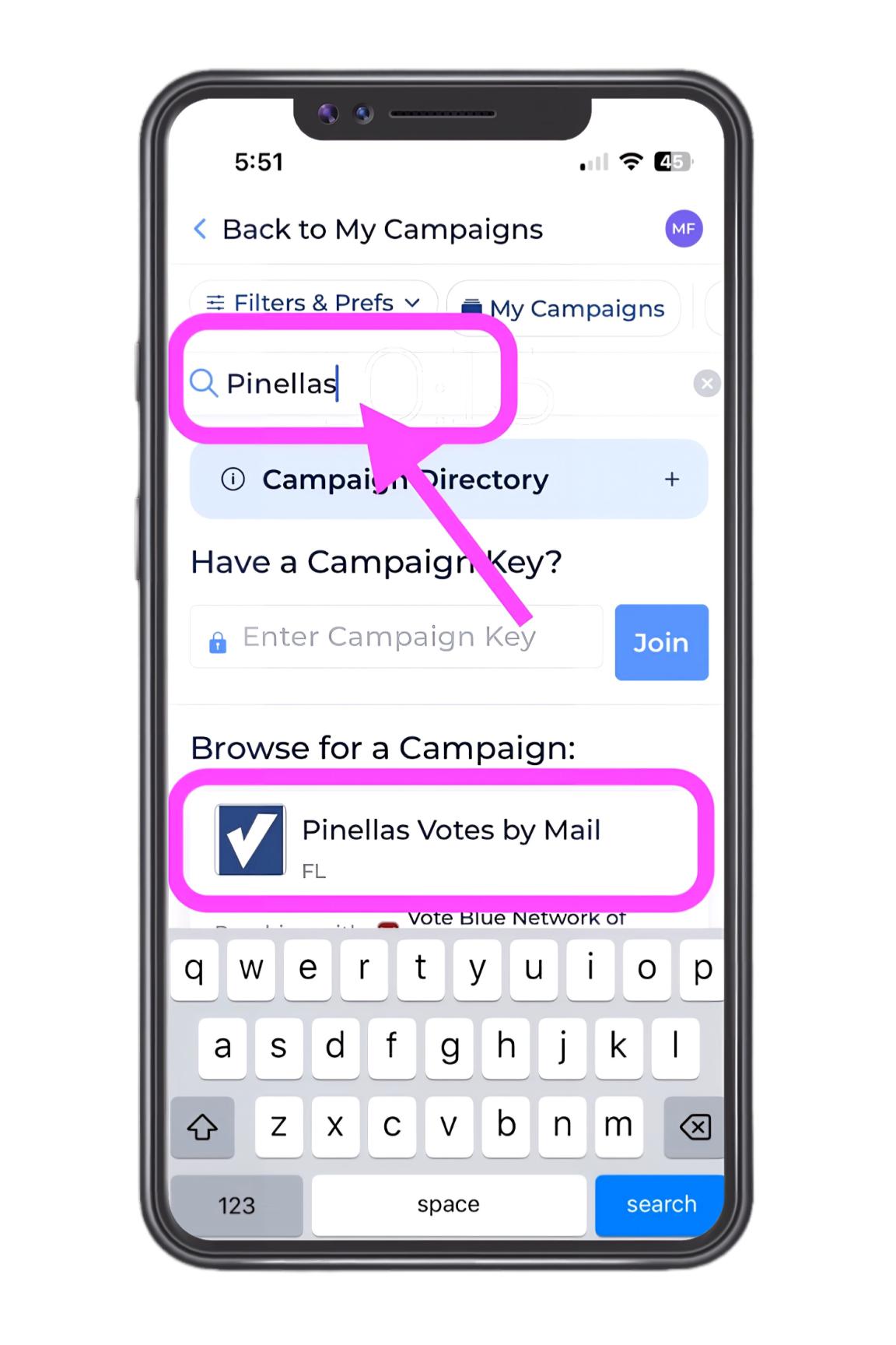 Access PVBM type in search for campaign