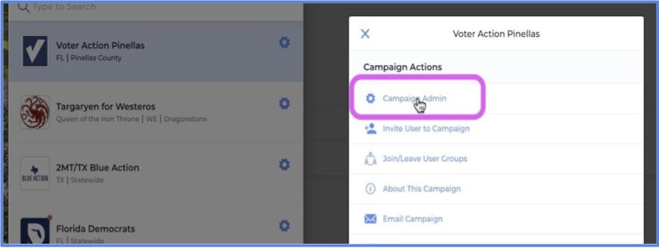 Select Campaign Admin