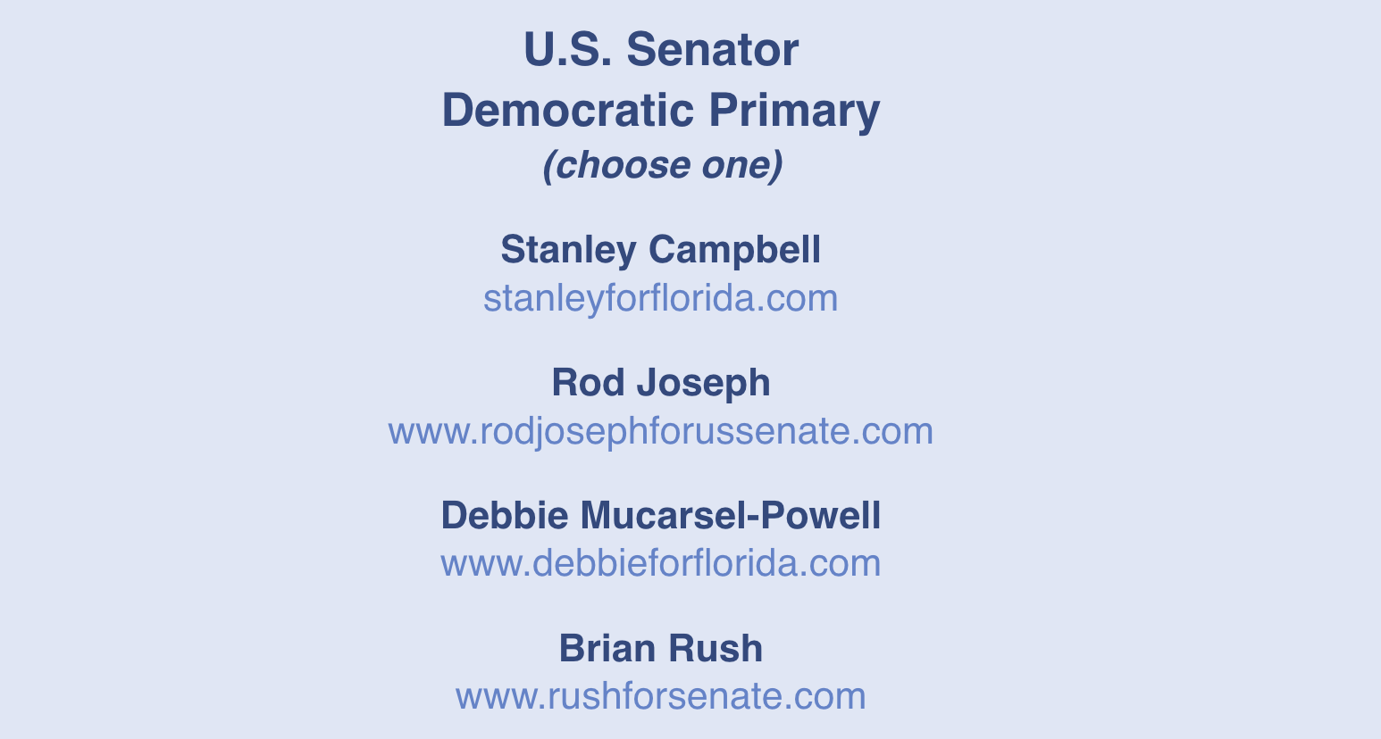 US Senate Candidates